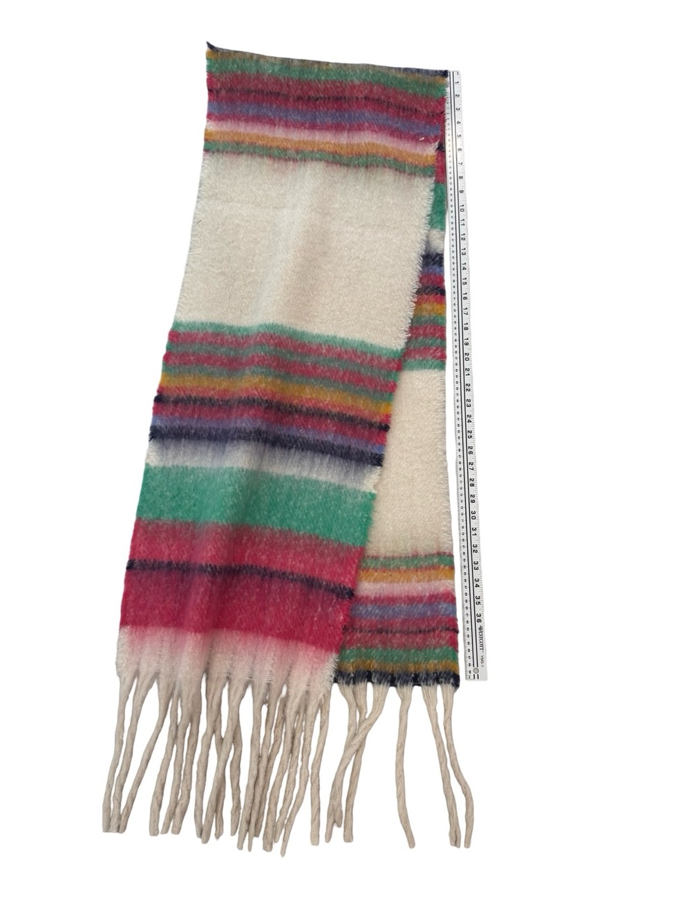 Free People Multicolor Striped Fringe Scarf — Pink, Green & Cream - Picture 9 of 10